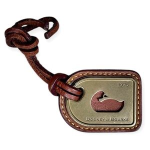 Dooney & Bourke 1975 Brow Leather and Brass Duck Hang Tag Charm Fob